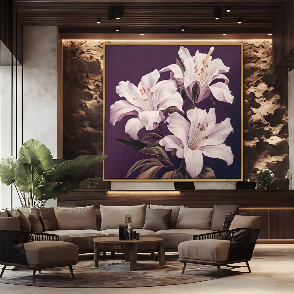 Tablou Canvas Premium LuxCanva® A1468, 3 Crini Albi , Living, Flori, Natura, Imperial, Decorativ, Room, Culori Vibrante