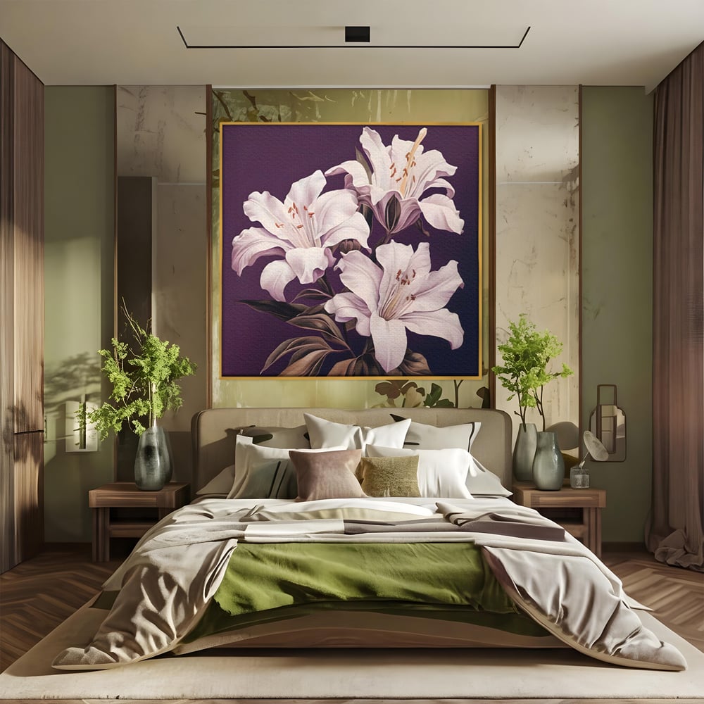 Tablou Canvas Premium LuxCanva® A1468, 3 Crini Albi , Living, Flori, Natura, Imperial, Decorativ, Room, Culori Vibrante
