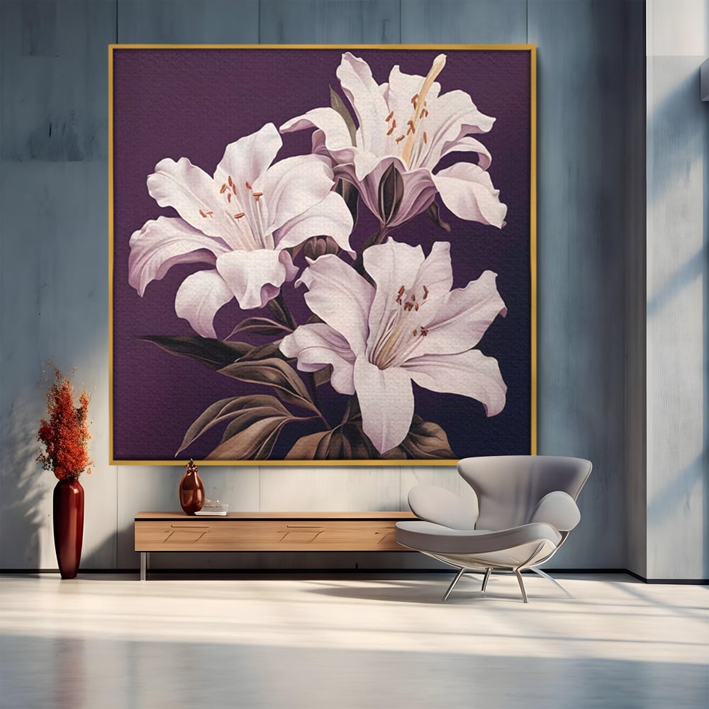 Tablou Canvas Premium LuxCanva® A1468, 3 Crini Albi , Living, Flori, Natura, Imperial, Decorativ, Room, Culori Vibrante