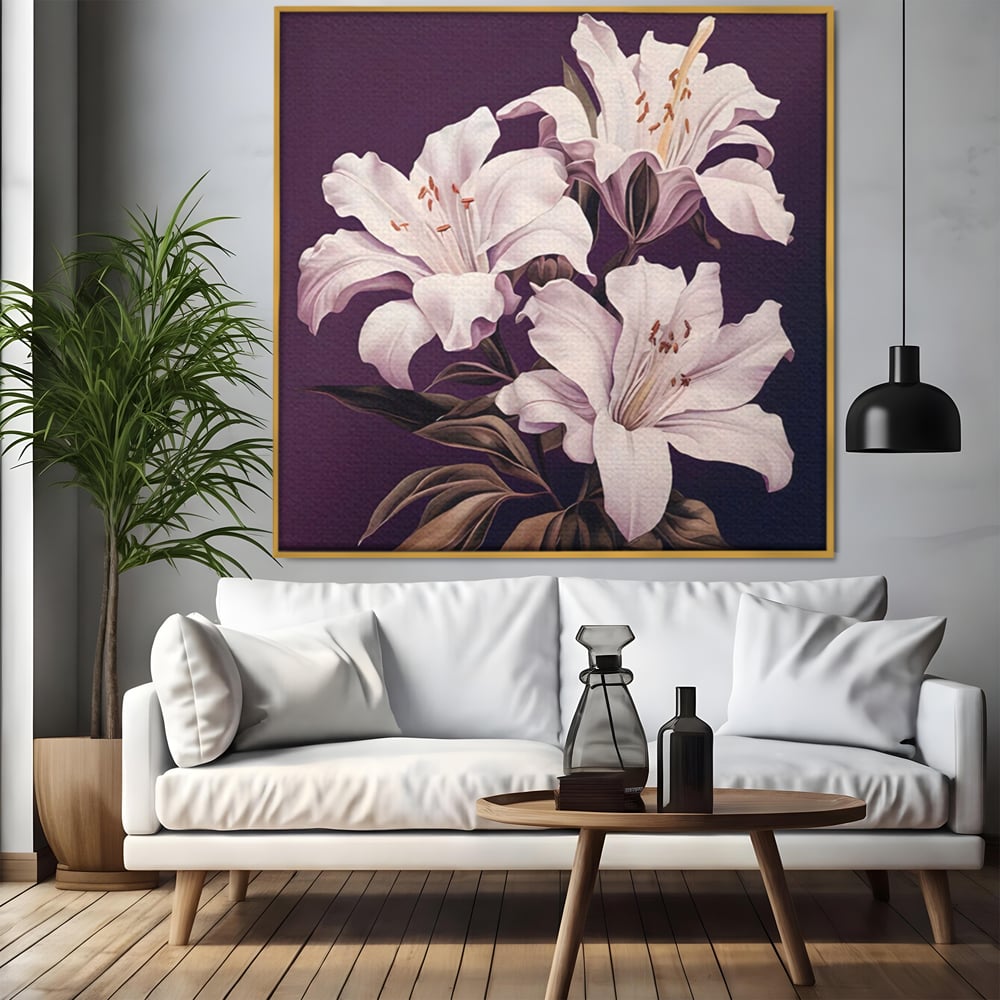 Tablou Canvas Premium LuxCanva® A1468, 3 Crini Albi , Living, Flori, Natura, Imperial, Decorativ, Room, Culori Vibrante