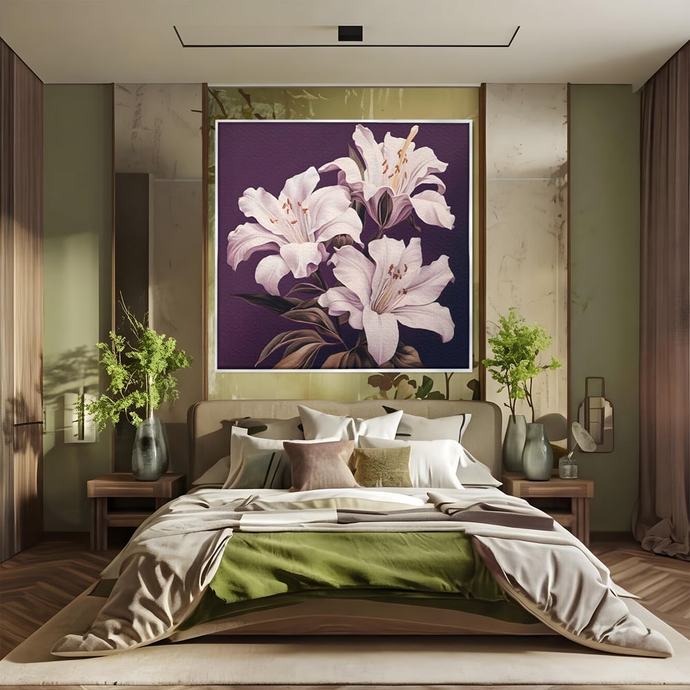 Tablou Canvas Premium LuxCanva® A1468, 3 Crini Albi , Living, Flori, Natura, Imperial, Decorativ, Room, Culori Vibrante