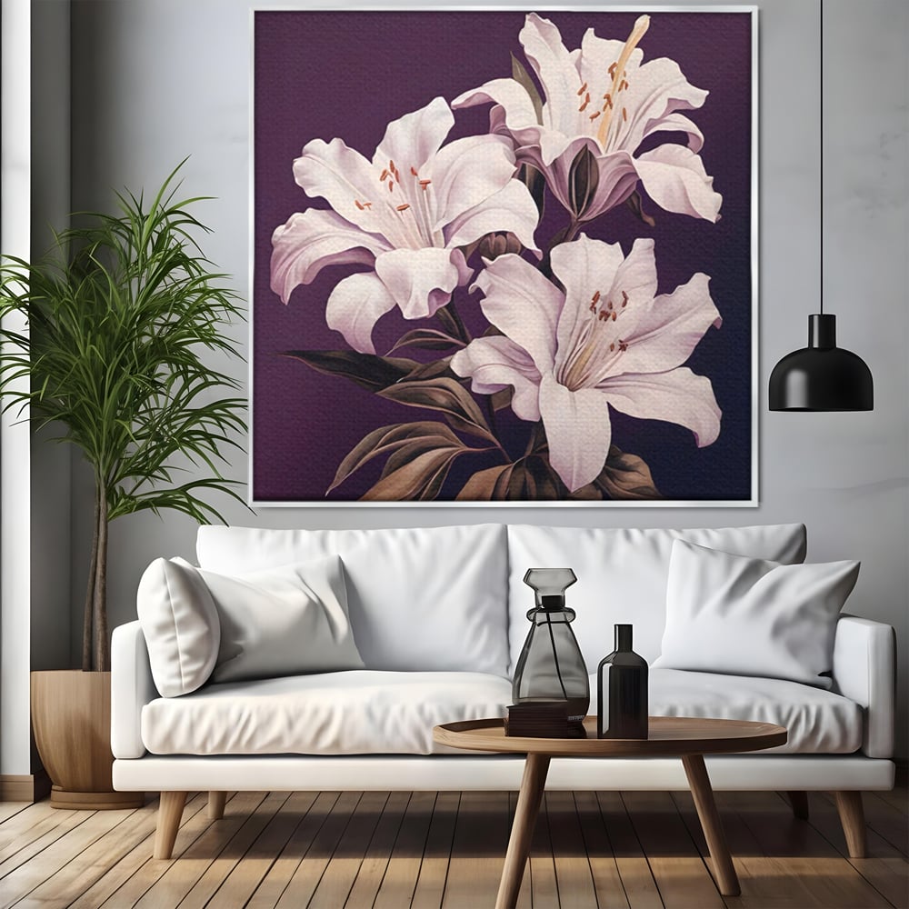 Tablou Canvas Premium LuxCanva® A1468, 3 Crini Albi , Living, Flori, Natura, Imperial, Decorativ, Room, Culori Vibrante