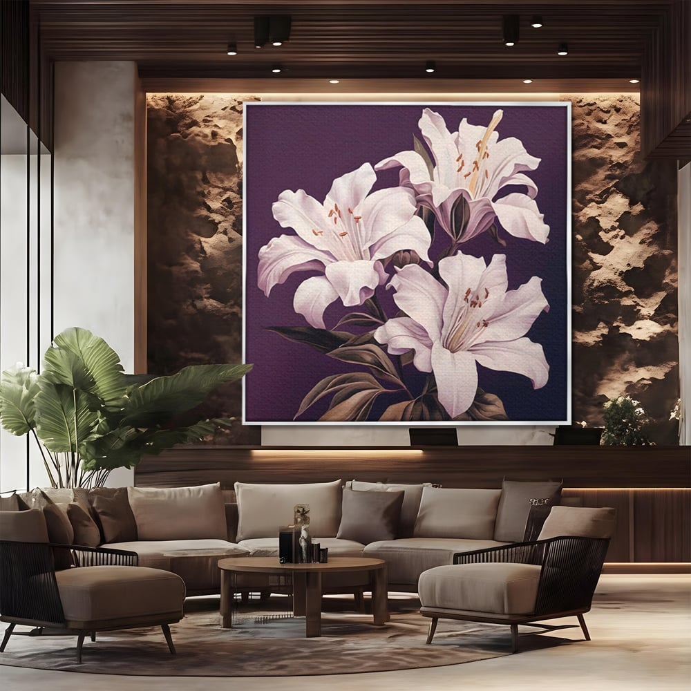 Tablou Canvas Premium LuxCanva® A1468, 3 Crini Albi , Living, Flori, Natura, Imperial, Decorativ, Room, Culori Vibrante