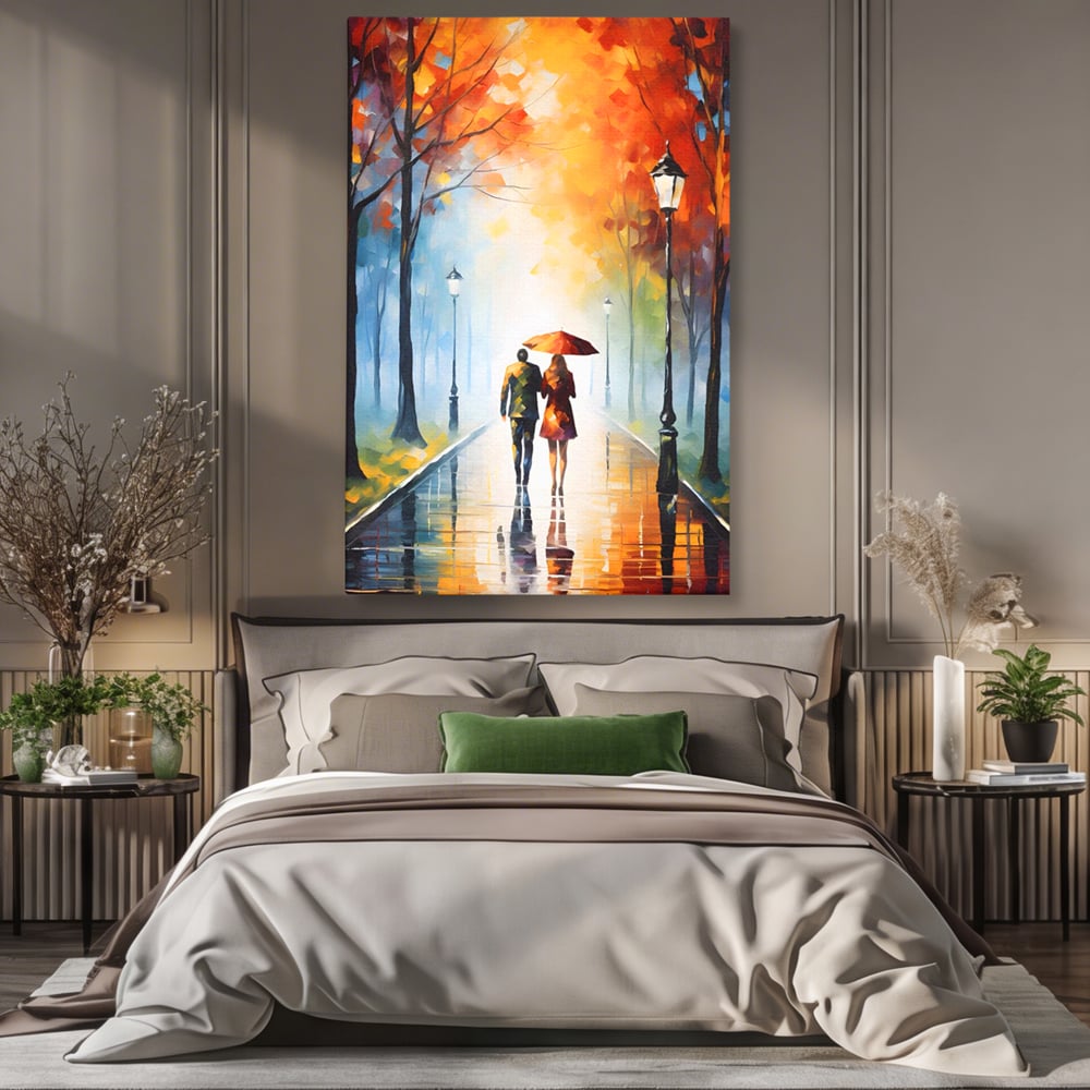 Tablou Canvas Premium LuxCanva® A1470, Aleea Indragostitilor ,  Room, Cuplu, Oameni, Iubire, Plimbare, Dormitor, Culori Vibrante