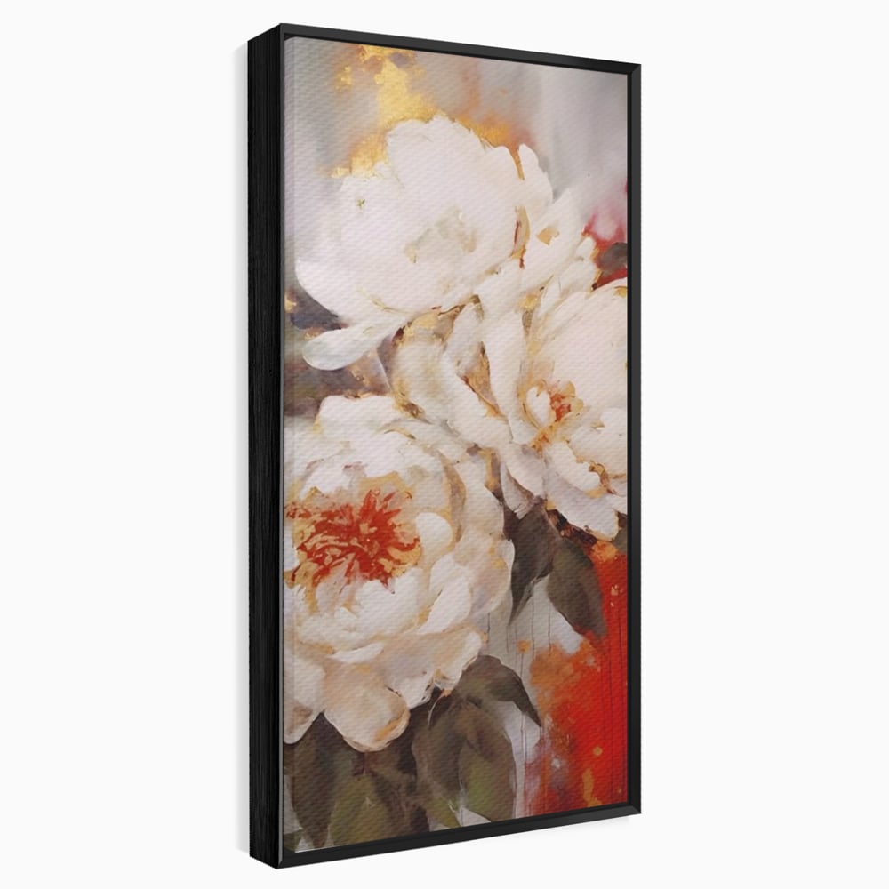 Tablou Canvas Premium LuxCanva® A1471, Textura Florala ,  Room, Planta, Bujor, Alb, Natura, Dormitor, Culori Vibrante