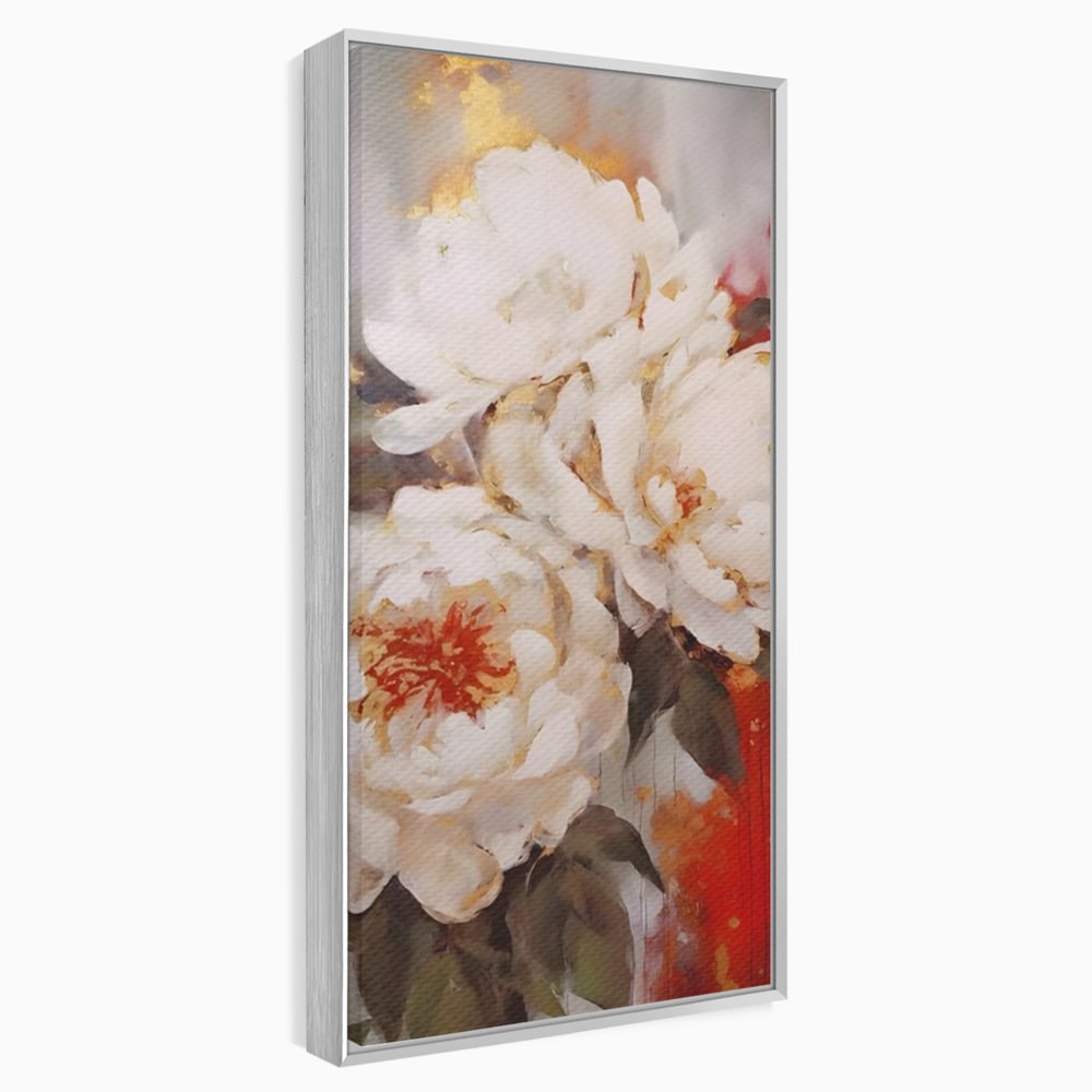 Tablou Canvas Premium LuxCanva® A1471, Textura Florala ,  Room, Planta, Bujor, Alb, Natura, Dormitor, Culori Vibrante