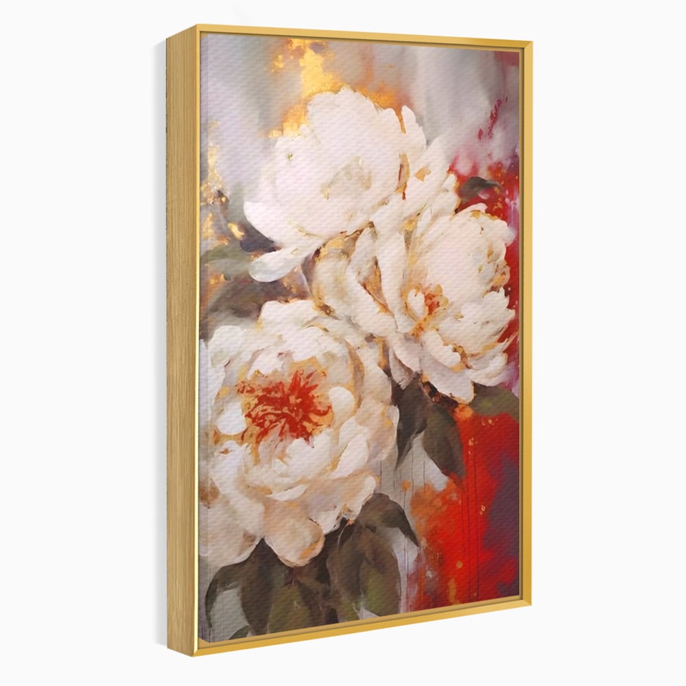 Tablou Canvas Premium LuxCanva® A1471, Textura Florala ,  Room, Planta, Bujor, Alb, Natura, Dormitor, Culori Vibrante