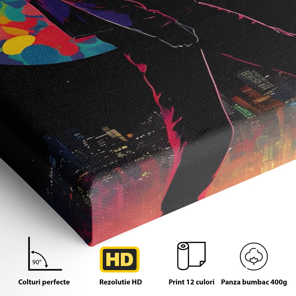 Tablou Canvas Premium LuxCanva® A1472, Sub Clar De Luna , Room, Oras, Barbat, Plimbare, Relaxare, Dormitor, Culori Vibrante