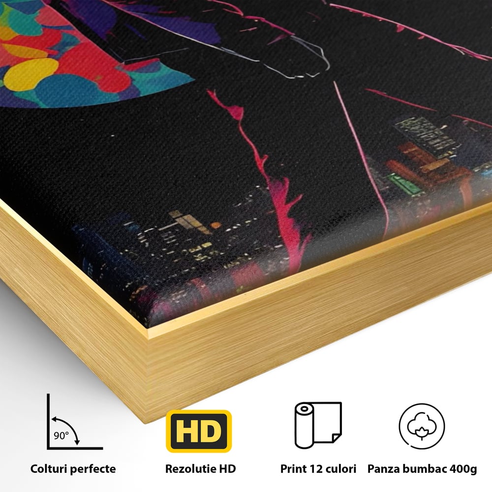 Tablou Canvas Premium LuxCanva® A1472, Sub Clar De Luna , Room, Oras, Barbat, Plimbare, Relaxare, Dormitor, Culori Vibrante