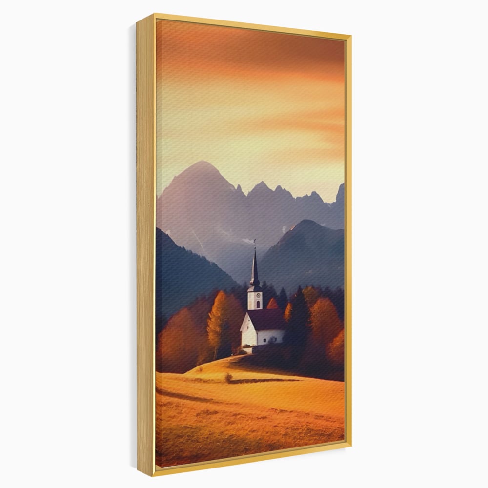 Tablou Canvas Premium LuxCanva® A1474, Biserica In Natura , Room, Padure, Campie, Apus, Liniste, Dormitor, Culori Vibrante