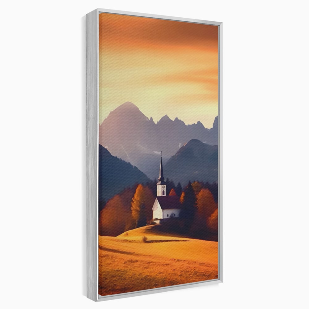 Tablou Canvas Premium LuxCanva® A1474, Biserica In Natura , Room, Padure, Campie, Apus, Liniste, Dormitor, Culori Vibrante