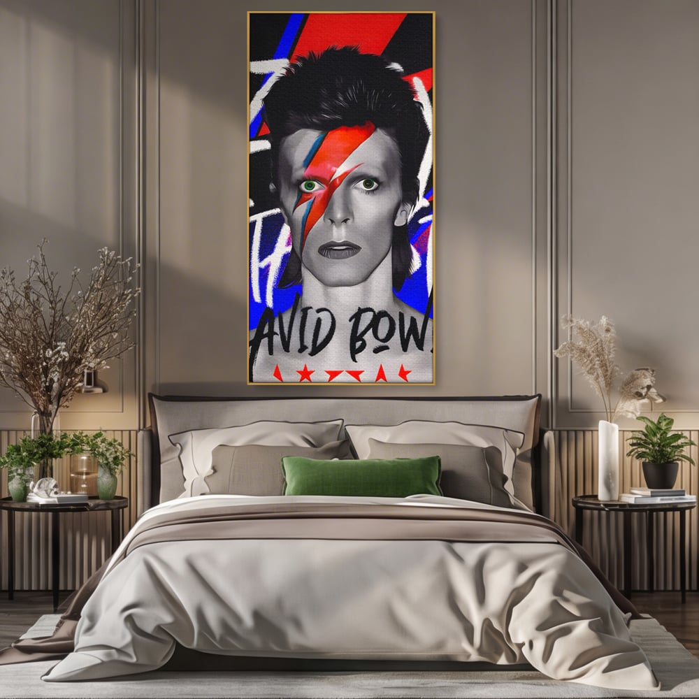 Tablou Canvas Premium LuxCanva® A1477, David Bowie , Dormitor, Cantaret, Compozitor, Artist, Muzica, Room, Culori Vibrante