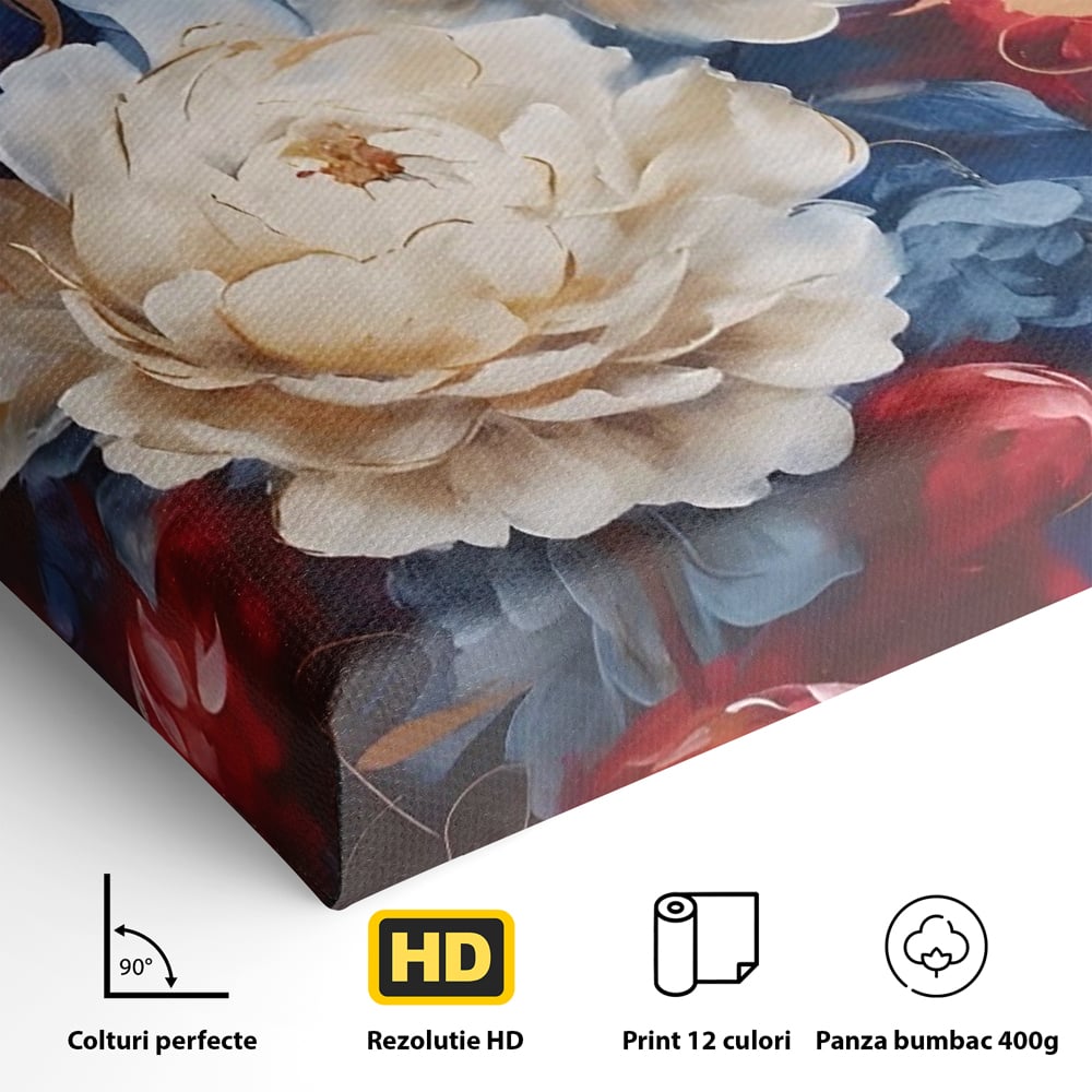 Tablou Canvas Premium LuxCanva® A1478, Sugestie De Primavara , Living, Flori. Bujor, Natura, Colorat, Room, Culori Vibrante