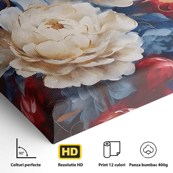 Tablou Canvas Premium LuxCanva® A1478, Sugestie De Primavara , Living, Flori. Bujor, Natura, Colorat, Room, Culori Vibrante