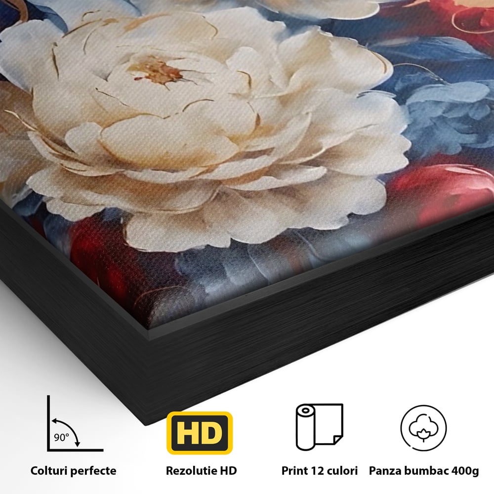 Tablou Canvas Premium LuxCanva® A1478, Sugestie De Primavara , Living, Flori. Bujor, Natura, Colorat, Room, Culori Vibrante