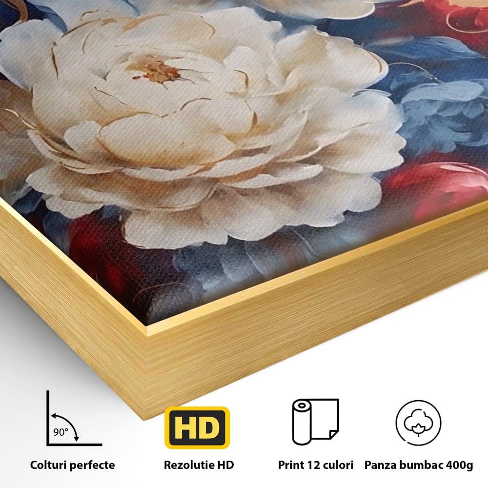 Tablou Canvas Premium LuxCanva® A1478, Sugestie De Primavara , Living, Flori. Bujor, Natura, Colorat, Room, Culori Vibrante