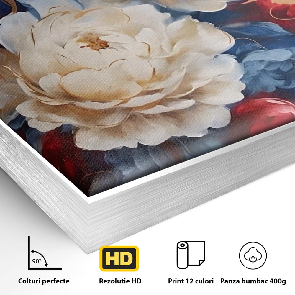 Tablou Canvas Premium LuxCanva® A1478, Sugestie De Primavara , Living, Flori. Bujor, Natura, Colorat, Room, Culori Vibrante