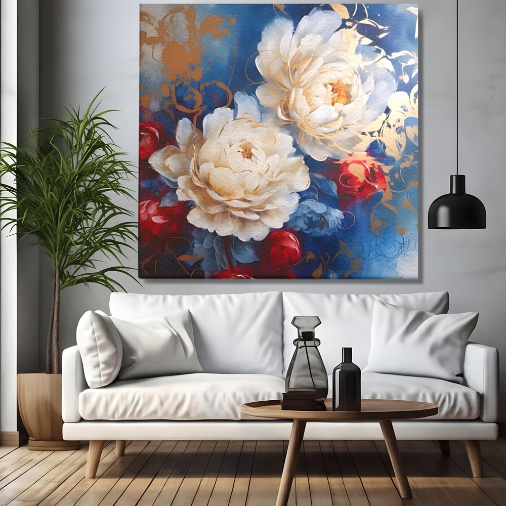 Tablou Canvas Premium LuxCanva® A1478, Sugestie De Primavara , Living, Flori. Bujor, Natura, Colorat, Room, Culori Vibrante