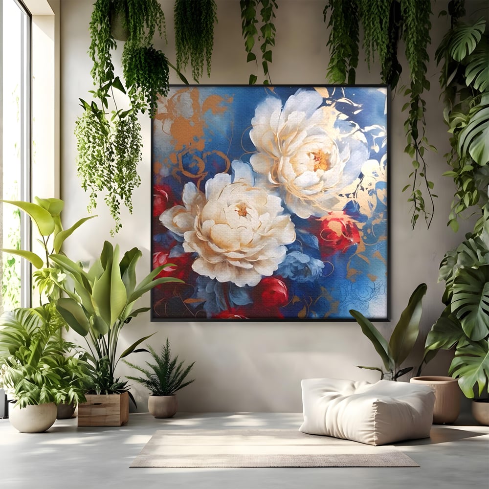 Tablou Canvas Premium LuxCanva® A1478, Sugestie De Primavara , Living, Flori. Bujor, Natura, Colorat, Room, Culori Vibrante