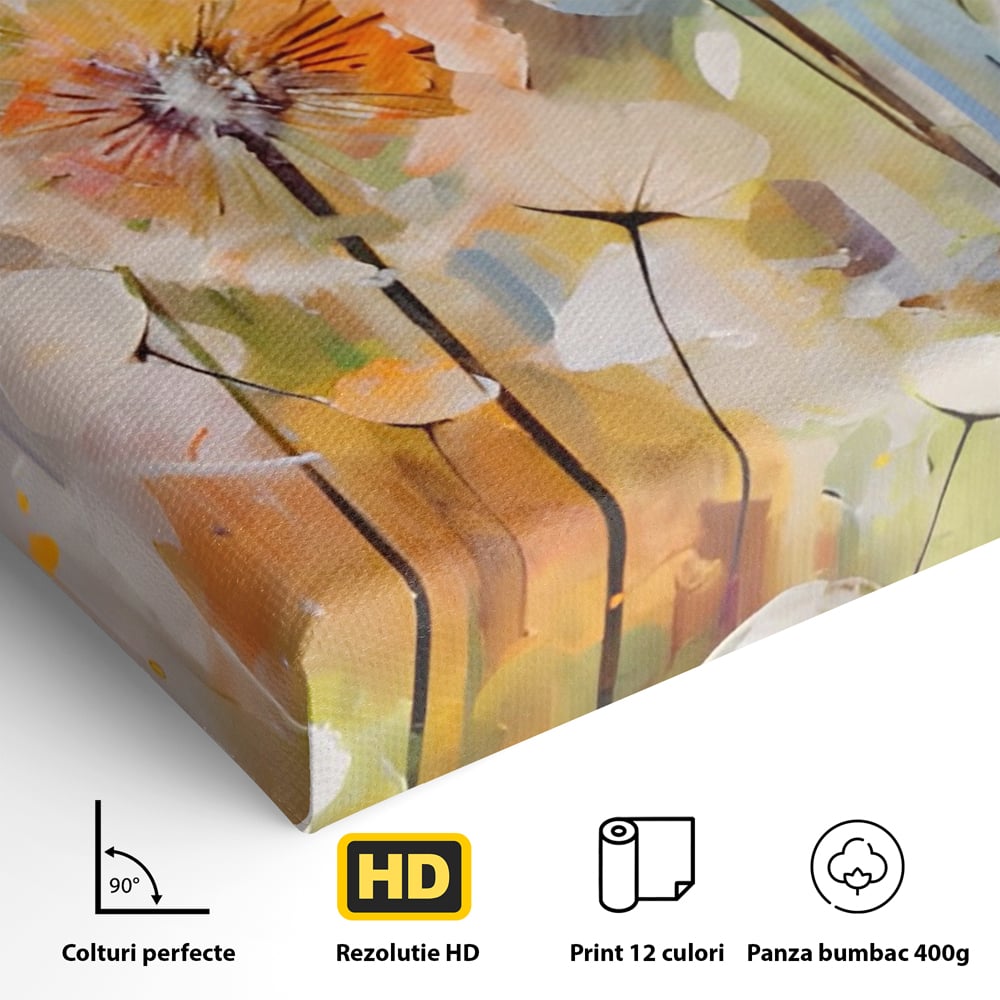 Tablou Canvas Premium LuxCanva® A1479, Averse Florale , Living, Papadie, Petale, Zbor, Room, Culori Vibrante