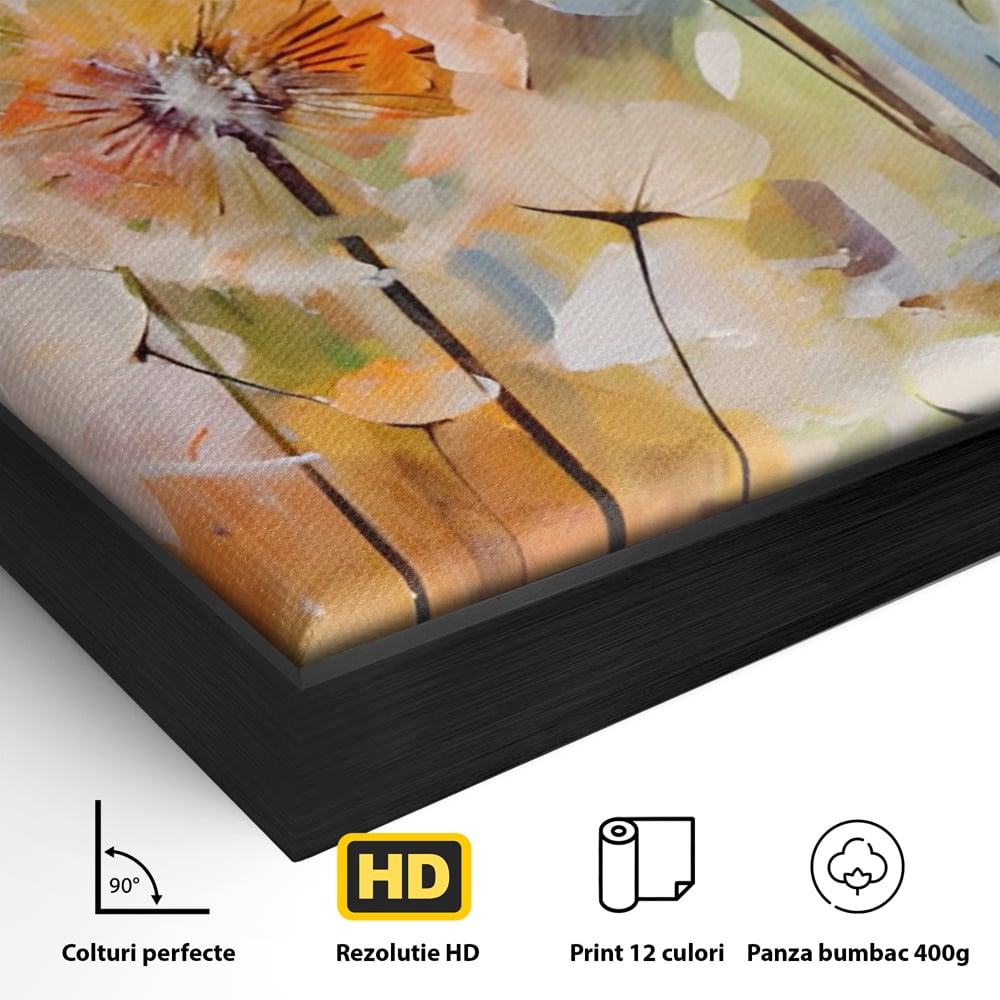 Tablou Canvas Premium LuxCanva® A1479, Averse Florale , Living, Papadie, Petale, Zbor, Room, Culori Vibrante