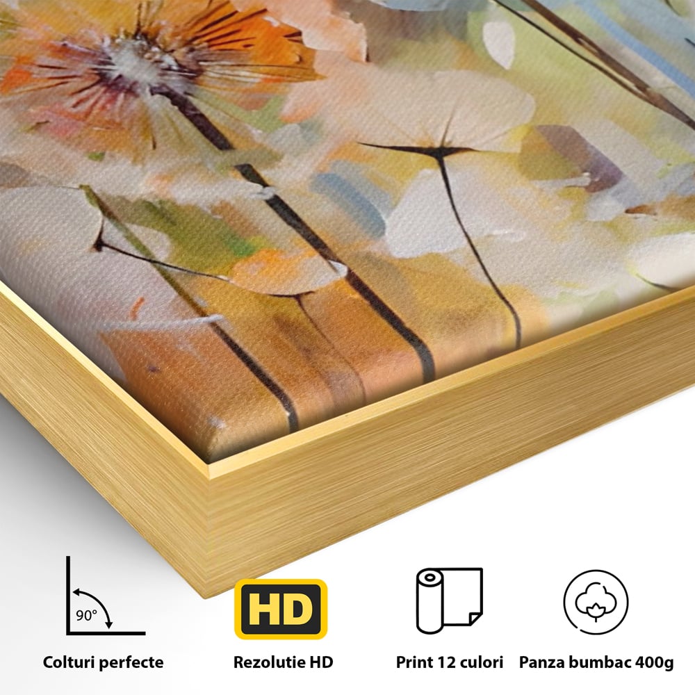 Tablou Canvas Premium LuxCanva® A1479, Averse Florale , Living, Papadie, Petale, Zbor, Room, Culori Vibrante
