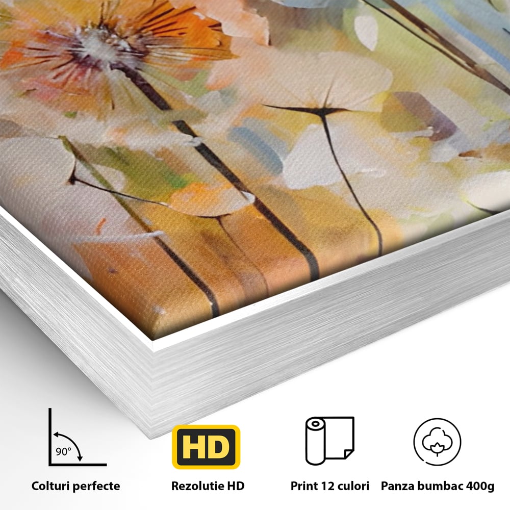 Tablou Canvas Premium LuxCanva® A1479, Averse Florale , Living, Papadie, Petale, Zbor, Room, Culori Vibrante