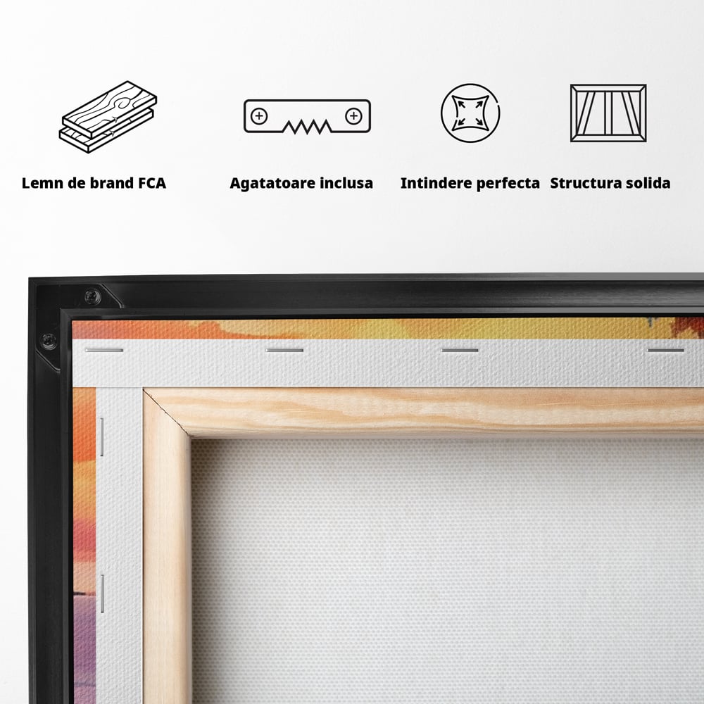 Tablou Canvas Premium LuxCanva® A1480, Picaturi De Apus , Living, Peisaj, Copaci, Stanci, Apa, Room, Culori Vibrante
