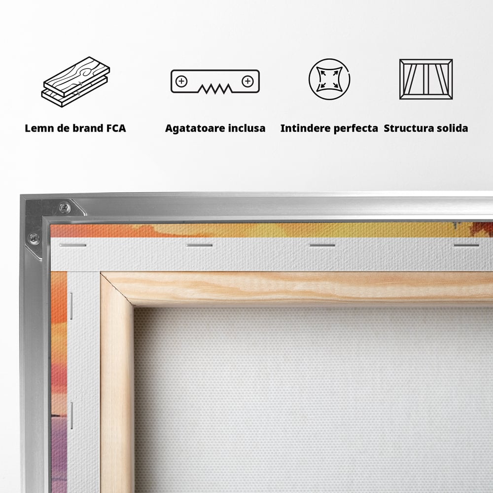 Tablou Canvas Premium LuxCanva® A1480, Picaturi De Apus , Living, Peisaj, Copaci, Stanci, Apa, Room, Culori Vibrante