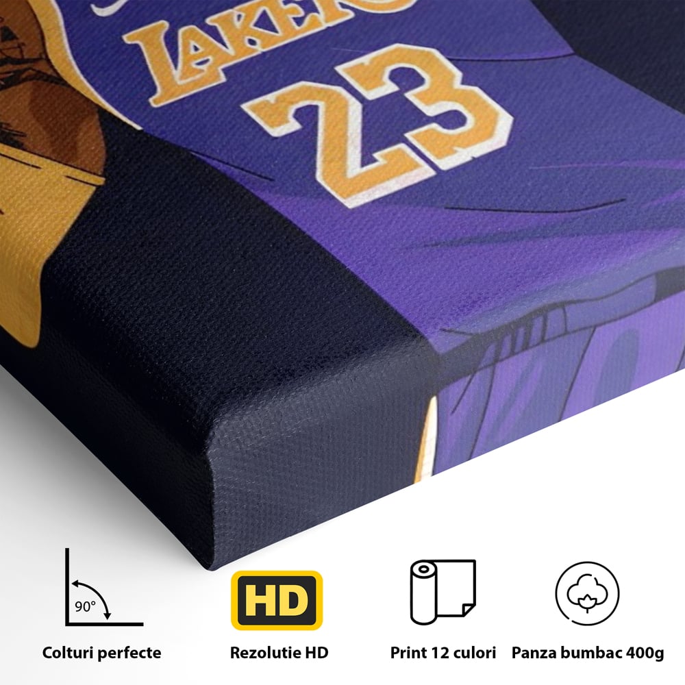 Tablou Canvas Premium LuxCanva® A1481, Lakers 23 , Living, NBA, Baschet, Sport, Vedeta, Room, Culori Vibrante