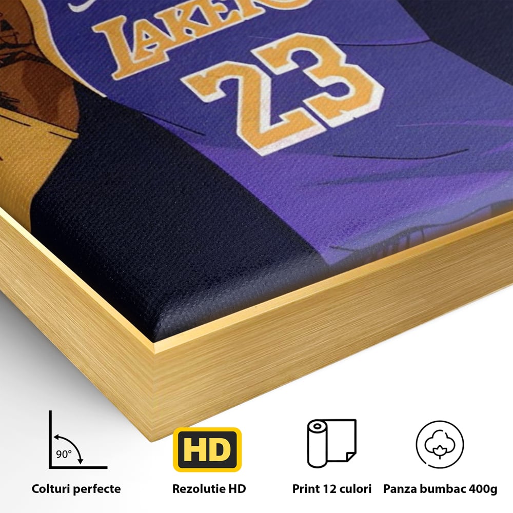 Tablou Canvas Premium LuxCanva® A1481, Lakers 23 , Living, NBA, Baschet, Sport, Vedeta, Room, Culori Vibrante