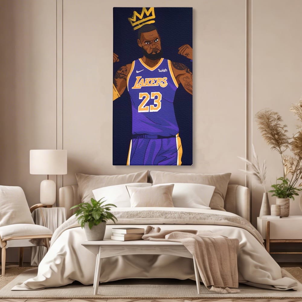 Tablou Canvas Premium LuxCanva® A1481, Lakers 23 , Living, NBA, Baschet, Sport, Vedeta, Room, Culori Vibrante