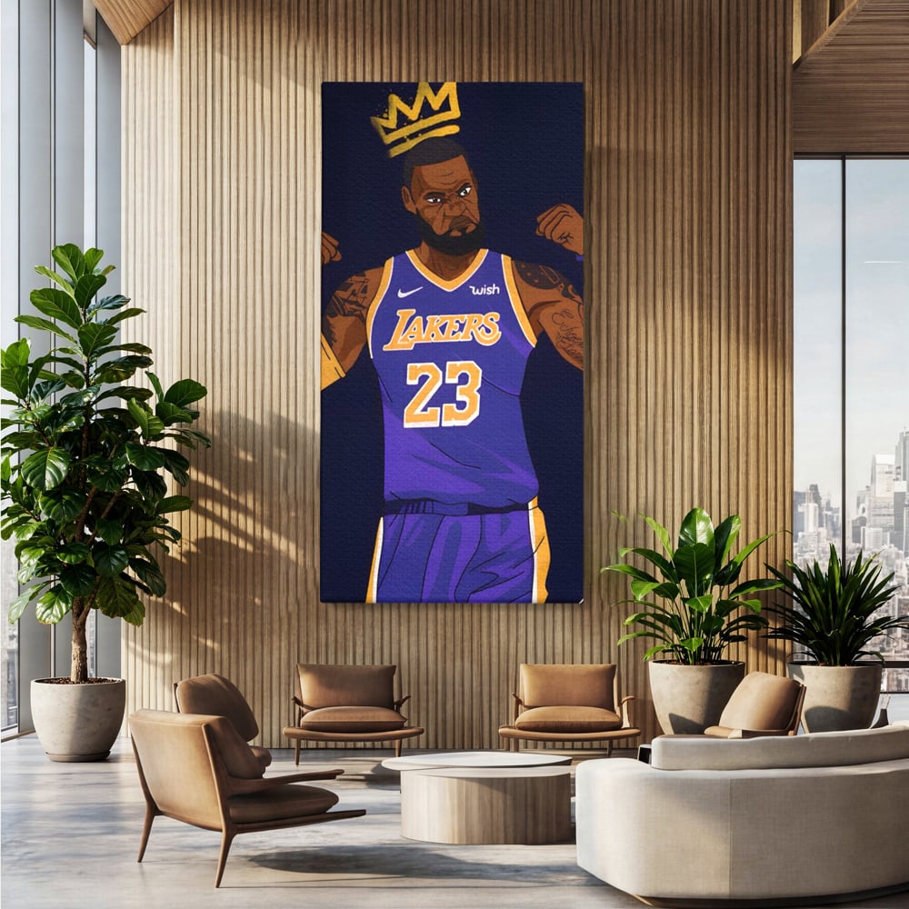 Tablou Canvas Premium LuxCanva® A1481, Lakers 23 , Living, NBA, Baschet, Sport, Vedeta, Room, Culori Vibrante
