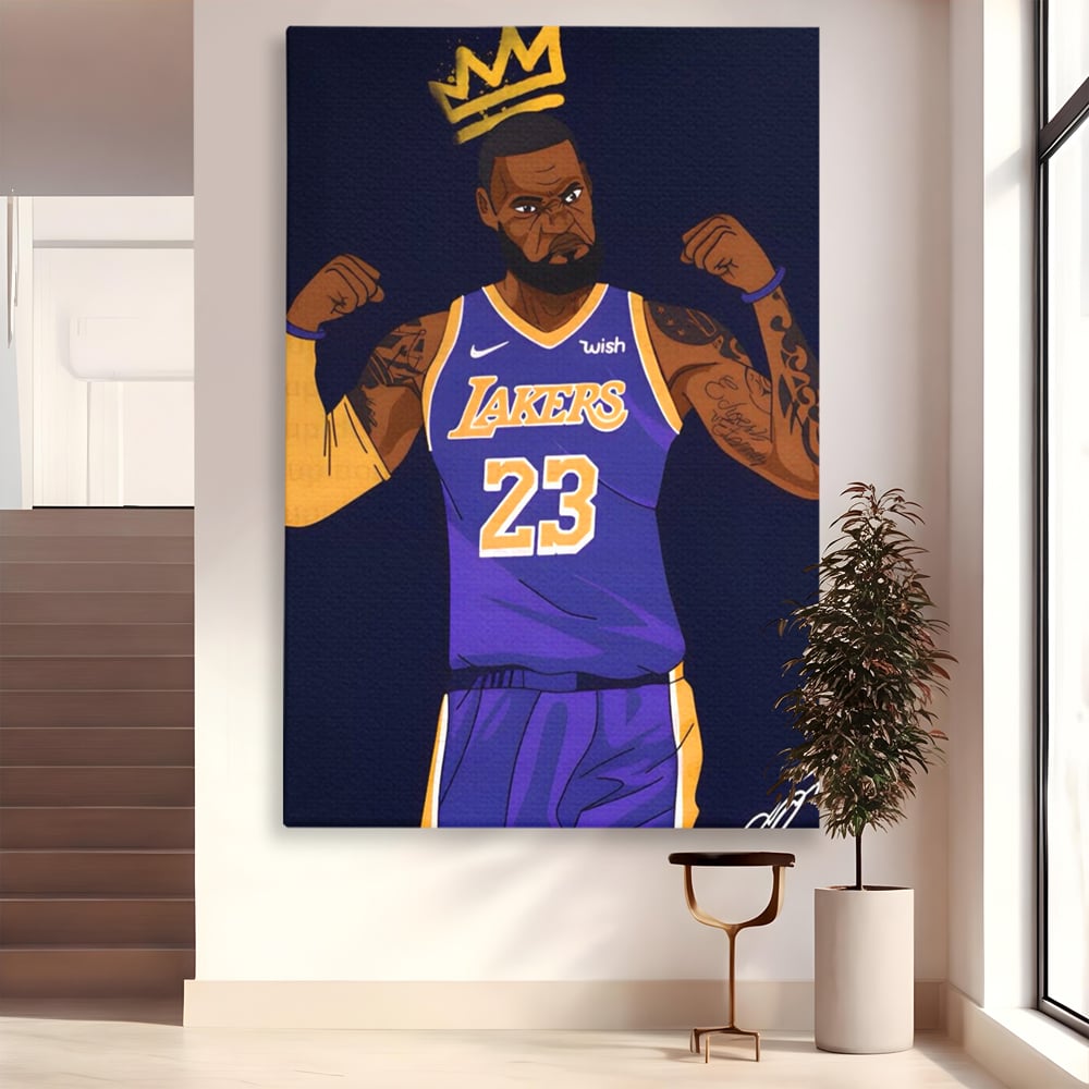 Tablou Canvas Premium LuxCanva® A1481, Lakers 23 , Living, NBA, Baschet, Sport, Vedeta, Room, Culori Vibrante