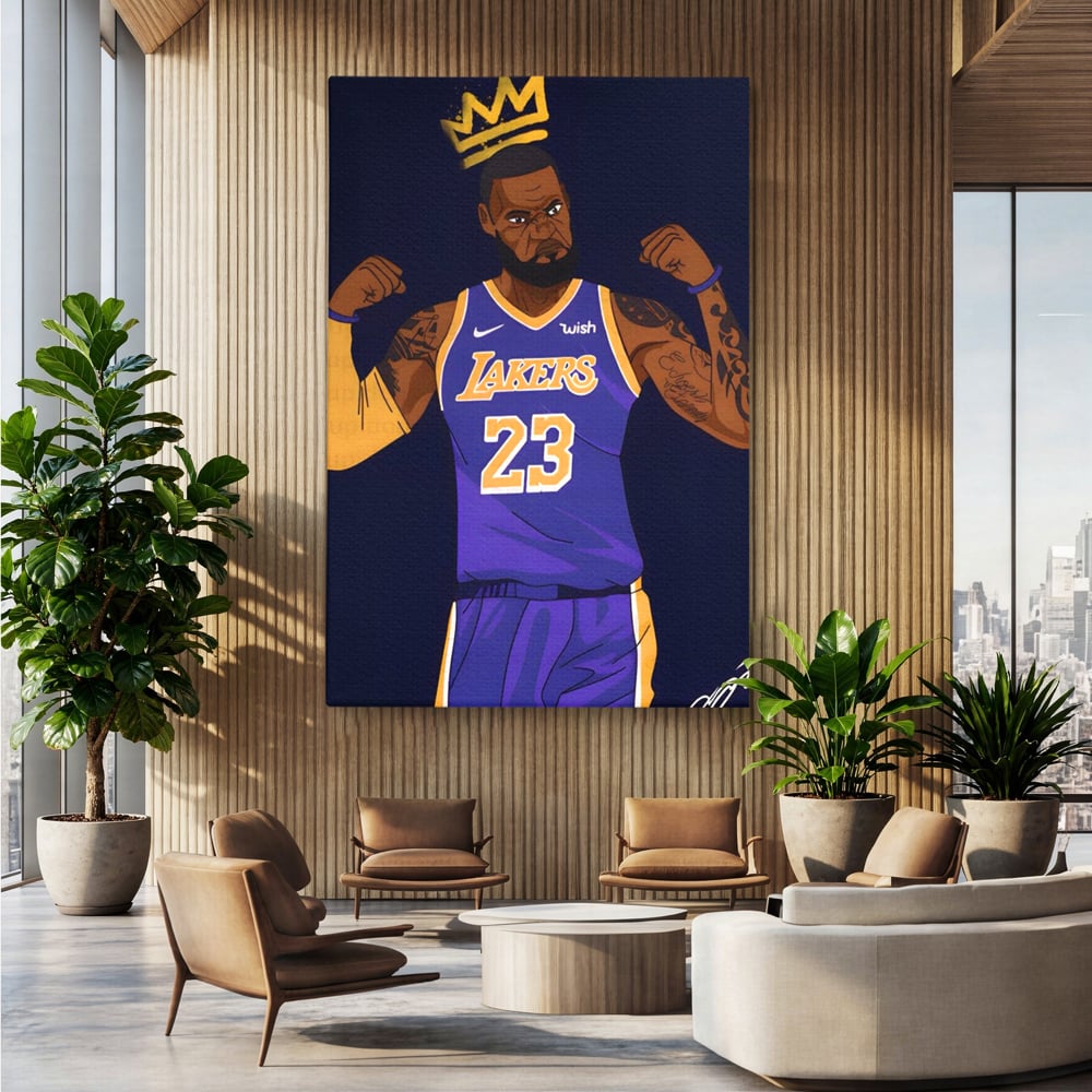 Tablou Canvas Premium LuxCanva® A1481, Lakers 23 , Living, NBA, Baschet, Sport, Vedeta, Room, Culori Vibrante