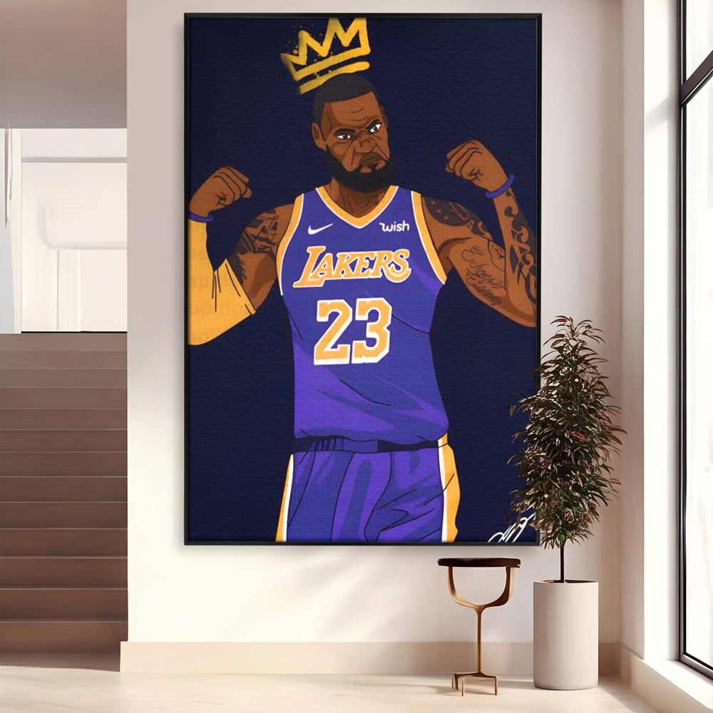 Tablou Canvas Premium LuxCanva® A1481, Lakers 23 , Living, NBA, Baschet, Sport, Vedeta, Room, Culori Vibrante