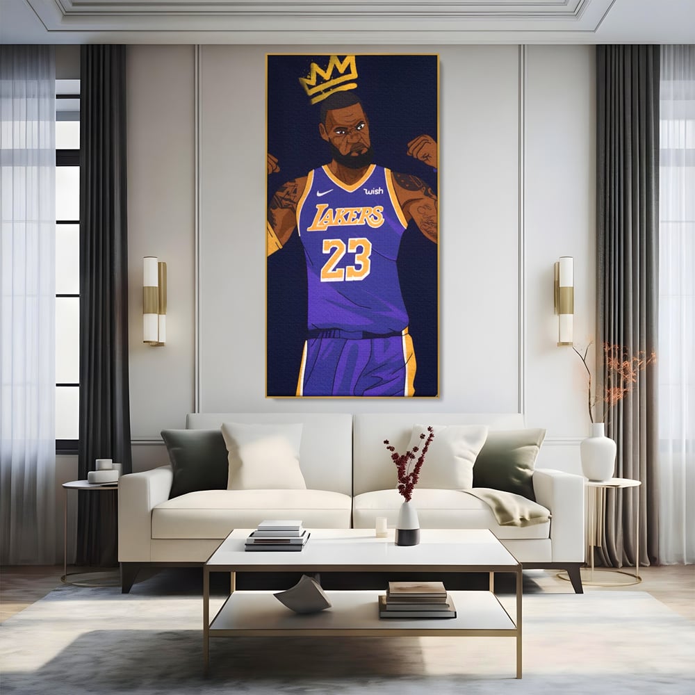 Tablou Canvas Premium LuxCanva® A1481, Lakers 23 , Living, NBA, Baschet, Sport, Vedeta, Room, Culori Vibrante