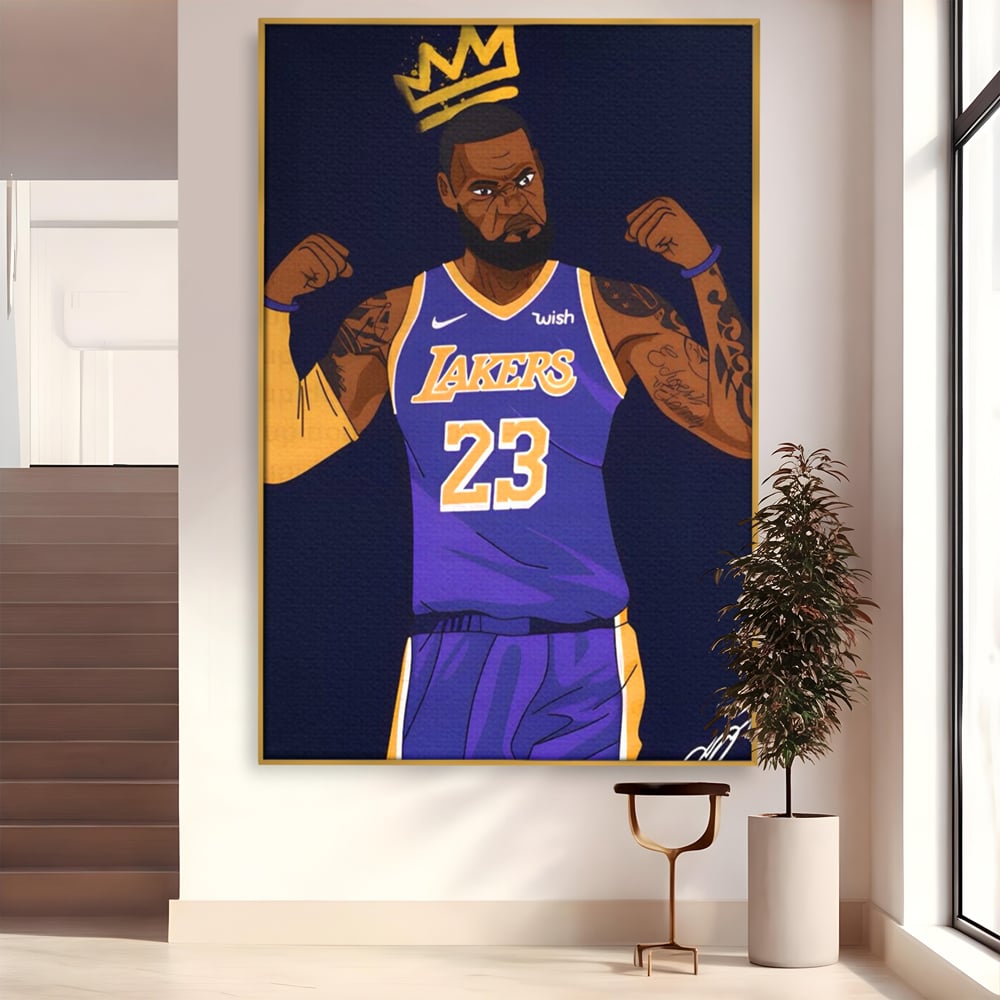 Tablou Canvas Premium LuxCanva® A1481, Lakers 23 , Living, NBA, Baschet, Sport, Vedeta, Room, Culori Vibrante