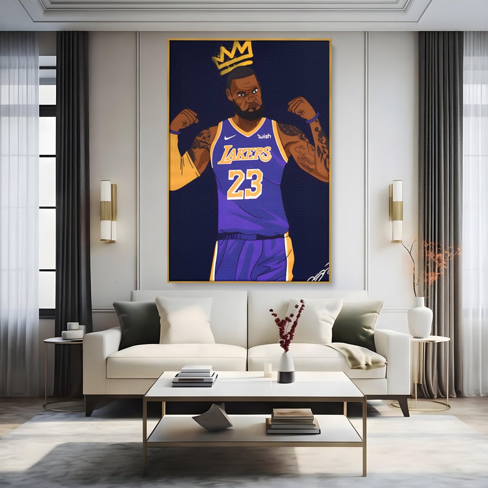 Tablou Canvas Premium LuxCanva® A1481, Lakers 23 , Living, NBA, Baschet, Sport, Vedeta, Room, Culori Vibrante
