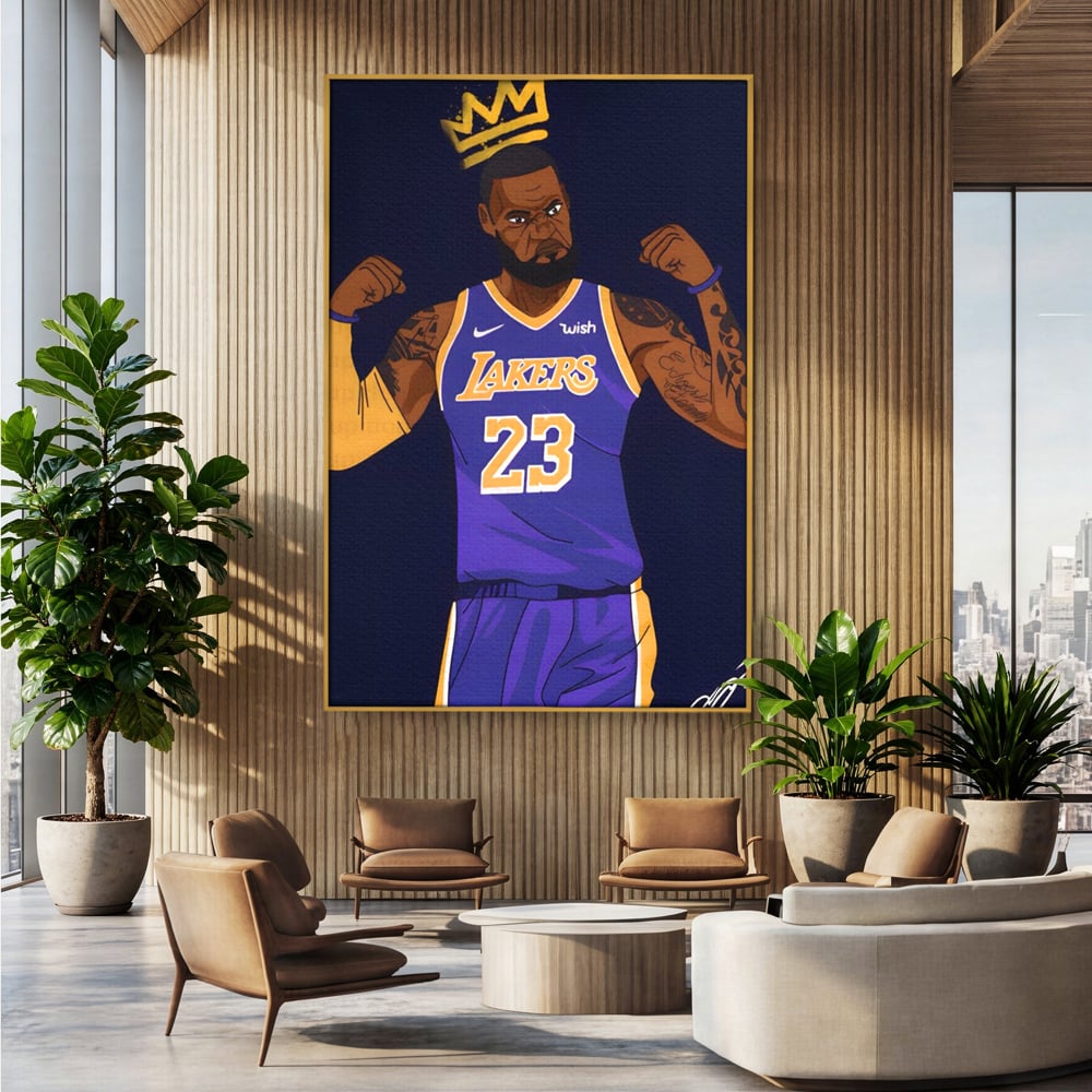 Tablou Canvas Premium LuxCanva® A1481, Lakers 23 , Living, NBA, Baschet, Sport, Vedeta, Room, Culori Vibrante