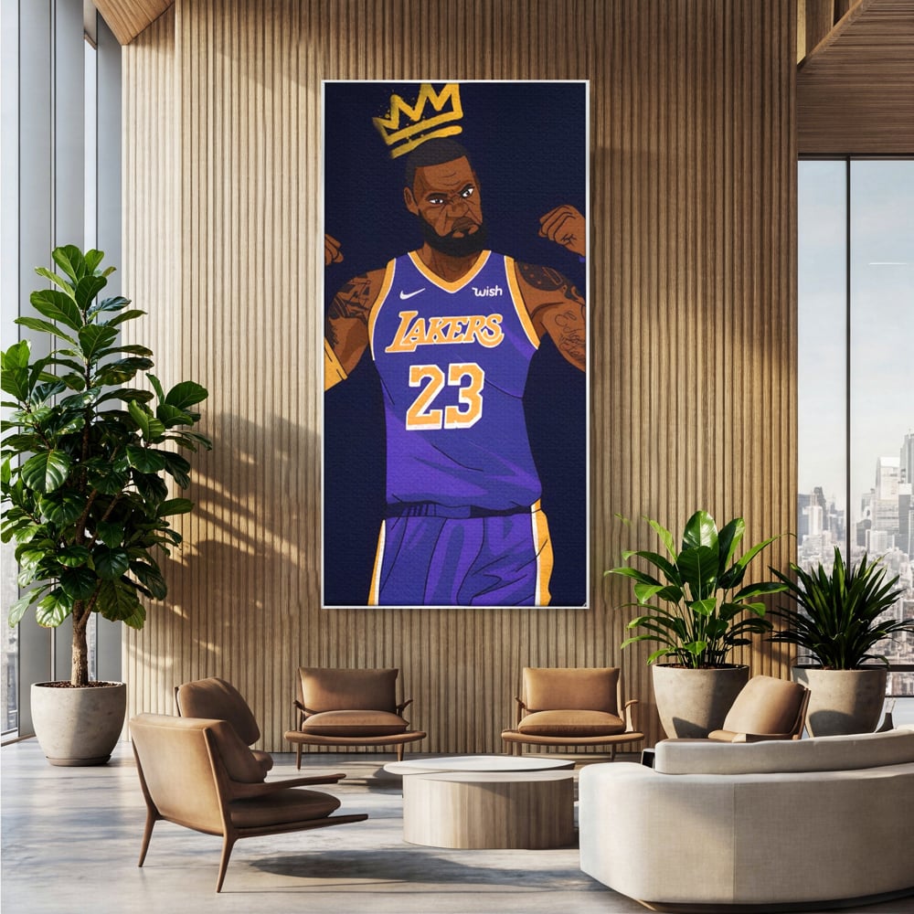 Tablou Canvas Premium LuxCanva® A1481, Lakers 23 , Living, NBA, Baschet, Sport, Vedeta, Room, Culori Vibrante