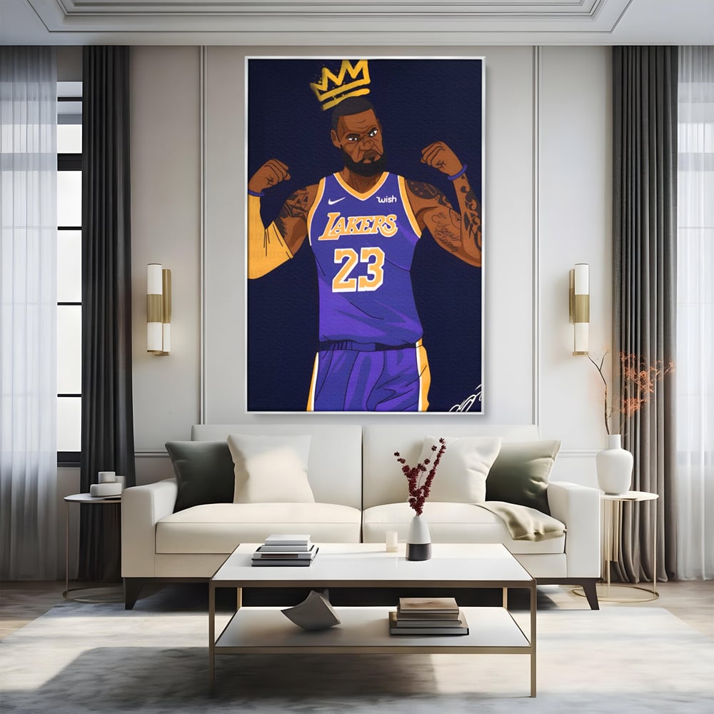 Tablou Canvas Premium LuxCanva® A1481, Lakers 23 , Living, NBA, Baschet, Sport, Vedeta, Room, Culori Vibrante