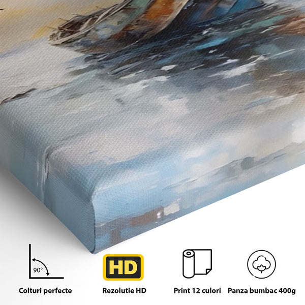 Tablou Canvas Premium LuxCanva® A1482, Pescarusul , Living, Barca, Mare, Pasari, Dormitor, Culori Vibrante