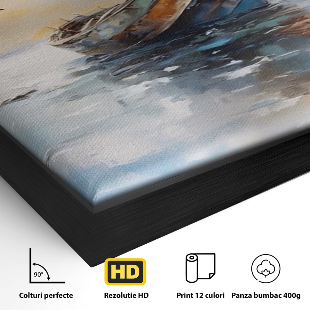 Tablou Canvas Premium LuxCanva® A1482, Pescarusul , Living, Barca, Mare, Pasari, Dormitor, Culori Vibrante