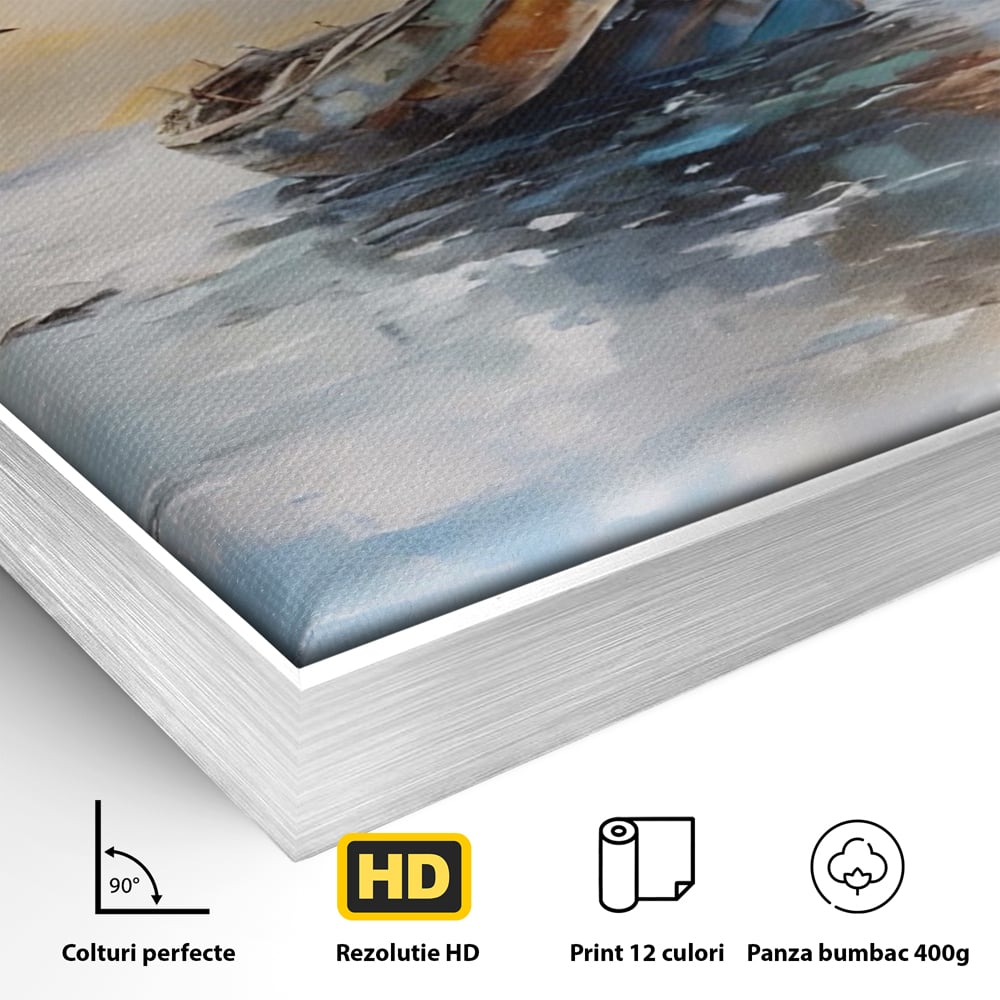 Tablou Canvas Premium LuxCanva® A1482, Pescarusul , Living, Barca, Mare, Pasari, Dormitor, Culori Vibrante