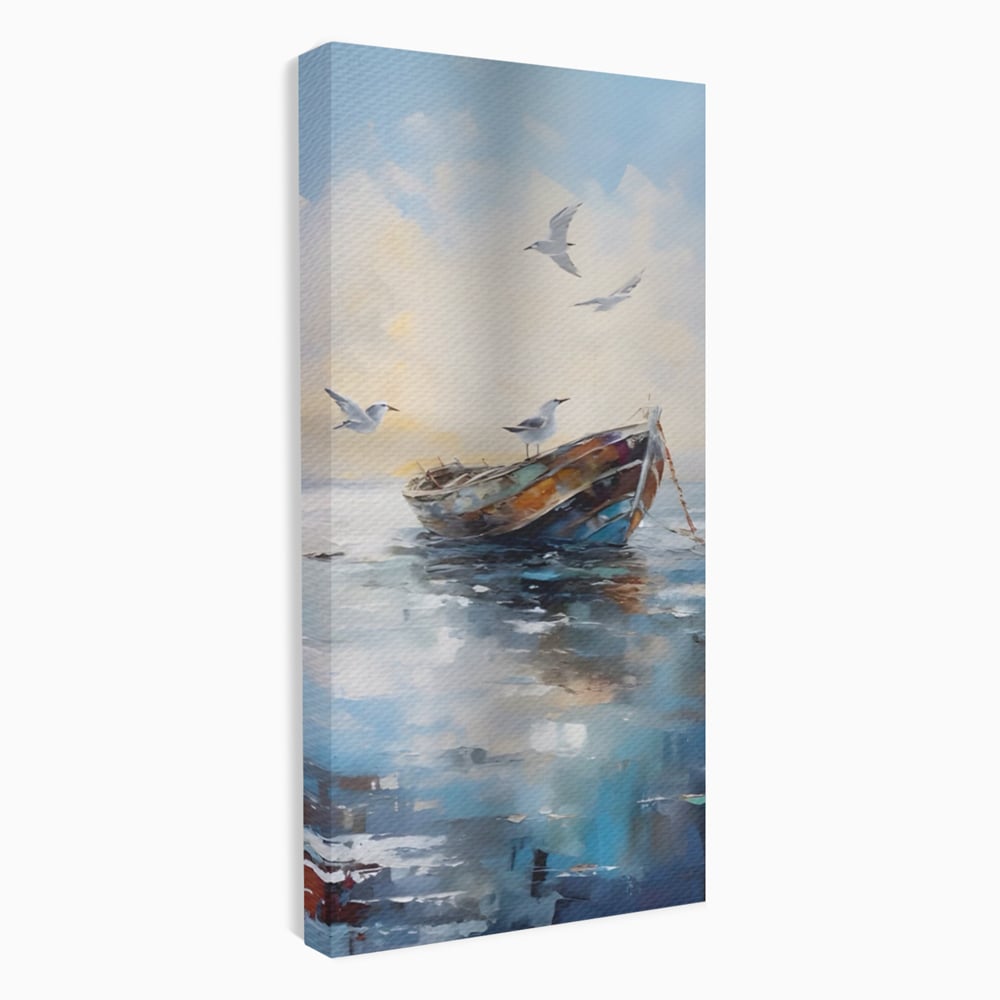 Tablou Canvas Premium LuxCanva® A1482, Pescarusul , Living, Barca, Mare, Pasari, Dormitor, Culori Vibrante
