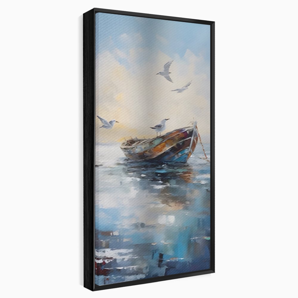 Tablou Canvas Premium LuxCanva® A1482, Pescarusul , Living, Barca, Mare, Pasari, Dormitor, Culori Vibrante