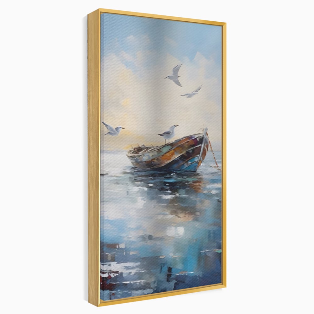 Tablou Canvas Premium LuxCanva® A1482, Pescarusul , Living, Barca, Mare, Pasari, Dormitor, Culori Vibrante
