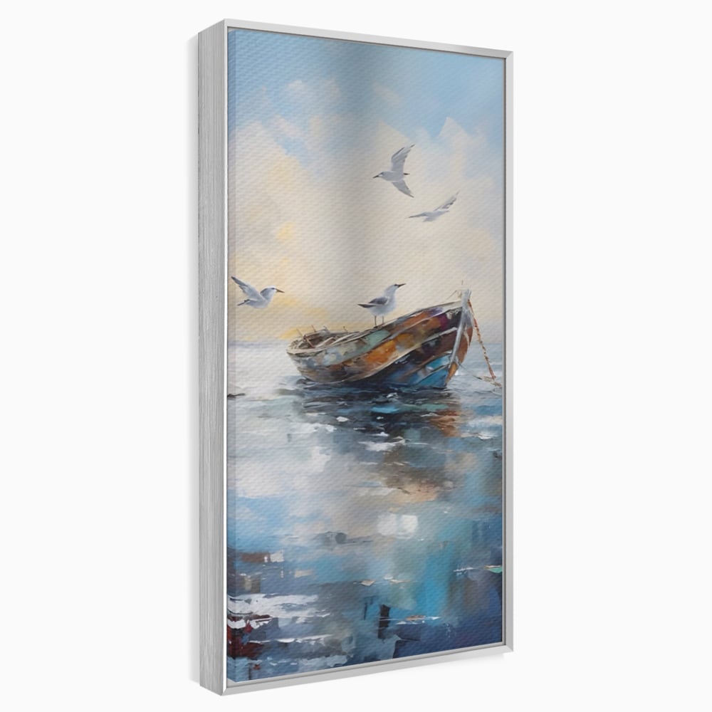 Tablou Canvas Premium LuxCanva® A1482, Pescarusul , Living, Barca, Mare, Pasari, Dormitor, Culori Vibrante