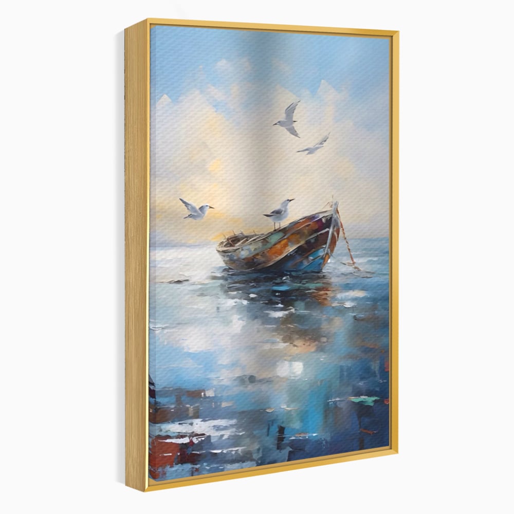 Tablou Canvas Premium LuxCanva® A1482, Pescarusul , Living, Barca, Mare, Pasari, Dormitor, Culori Vibrante